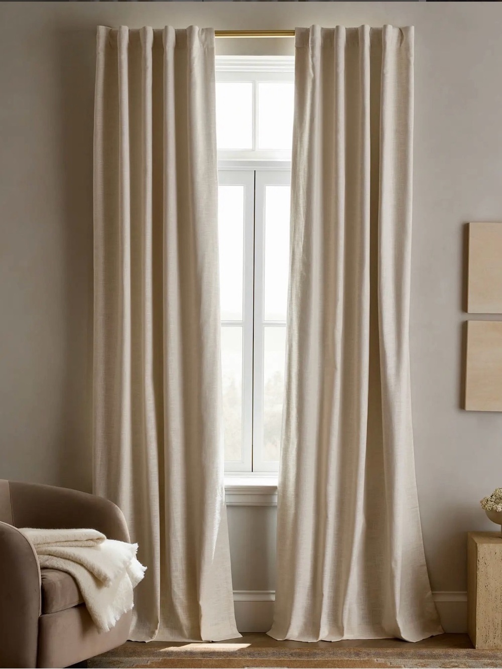 Quince Cotton Slub Room Darkening in Cream 48x108 - Single Panel